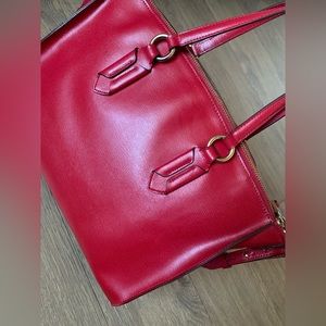 Polo by Ralph Lauren Genuine Leather Satchel Leather Hangbag, Red